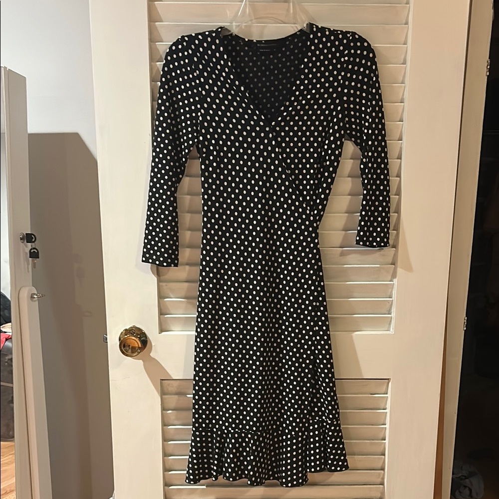 BCBGMaxAzria Black and White Long Sleeve Dress